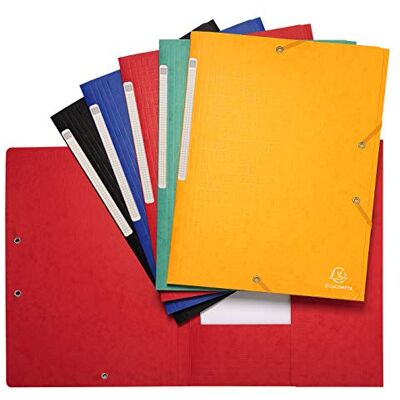 Exacompta Ref. 55950E Låda med 25 st Scotten elastiska mappar Maxi Capacity 3-flikiga fickor präglat glansigt kort storlek 24 x 32 cm för A4-dokument assorterade färger Exacompta Ref. 55950E Låda med 25 st Scotten elastiska mappar Maxi Capacity 3-flikiga fickor präglat glansigt kort storlek 24 x 32 cm för A4-dokument assorterade färger