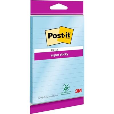 Post-it 3M, 102 mm x 152 mm, 6844-L 102 x 152 mm fodrad superklisterlapp – Neptunus blå Post-it 3M, 102 mm x 152 mm, 6844-L 102 x 152 mm fodrad superklisterlapp – Neptunus blå