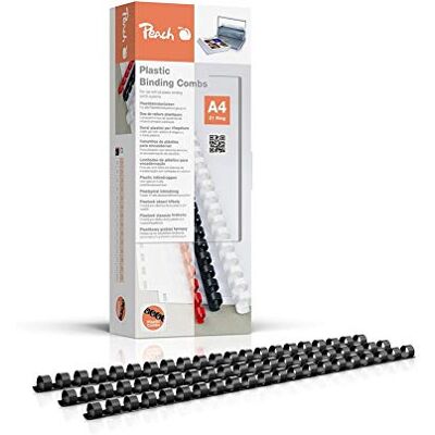 Peach Persika plastbindningsstöd A4 – 10 mm – 65 ark – 100 stycken – svart – PB410-02 Premium plastbindningskammar, bindningskammare, kompatibla med plastbindningsanordningar från alla tillverkare, PB410-02 Peach Persika plastbindningsstöd A4 – 10 mm – 65 ark – 100 stycken – svart – PB410-02 Premium plastbindningskammar, bindningskammare, kompatibla med plastbindningsanordningar från alla tillverkare, PB410-02