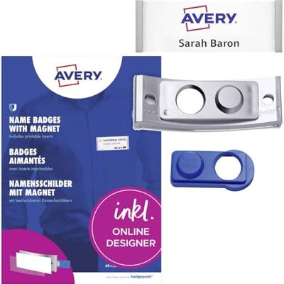 Avery polar® 35 magnet namnskyltar, 20 stycken för självmärkning inklusive tryckark CD Avery polar® 35 magnet namnskyltar, 20 stycken för självmärkning inklusive tryckark CD