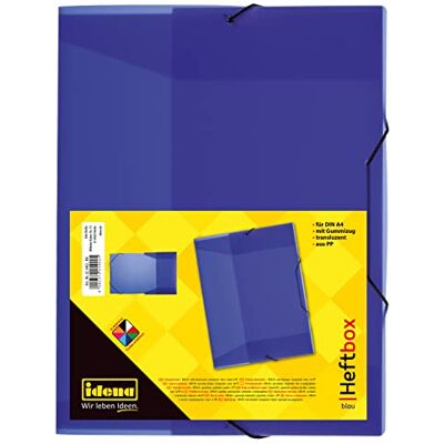 Idena 225402 – Häftbox för DIN A4 med elastiskt band, tillverkad av PP, fyllningshöjd 3,5 cm, genomskinlig blå, 1 st Idena 225402 – Häftbox för DIN A4 med elastiskt band, tillverkad av PP, fyllningshöjd 3,5 cm, genomskinlig blå, 1 st