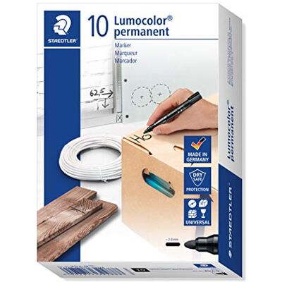 STAEDTLER 352-9 Lumocolor Marker permanent Rundspitze, 2 mm, 10 Stück, schwarz STAEDTLER 352-9 Lumocolor Marker permanent Rundspitze, 2 mm, 10 Stück, schwarz