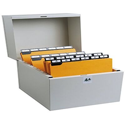Exacompta Ref 54721E Vertikal arkiveringsbox för skivkort 100 x 157 x 210 mm i storlek, lämplig för 125 x 75 mm skivkort, rymmer ungefär 500 kort grå Exacompta Ref 54721E Vertikal arkiveringsbox för skivkort 100 x 157 x 210 mm i storlek, lämplig för 125 x 75 mm skivkort, rymmer ungefär 500 kort grå