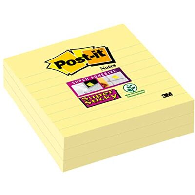 Post-it 101 x 101 mm superklibbiga fodrade anteckningar – kanariegul (förpackning med 3) Post-it 101 x 101 mm superklibbiga fodrade anteckningar – kanariegul (förpackning med 3)