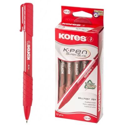 Kores kulspetspenna K-Pen K6, M, 12 stycken, röd Kores kulspetspenna K-Pen K6, M, 12 stycken, röd