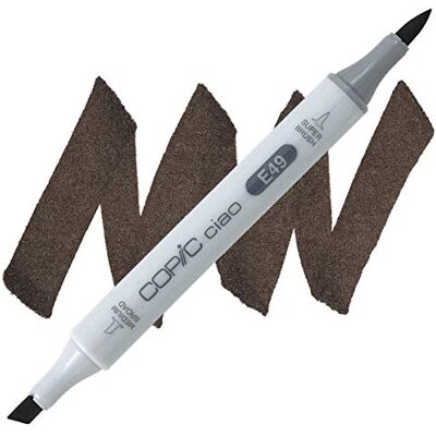 Copic Ciao märkpenna typ E – 49, mörk bark, mångsidig layoutmärkpenna med en medelbred och en penselspets Copic Ciao märkpenna typ E – 49, mörk bark, mångsidig layoutmärkpenna med en medelbred och en penselspets