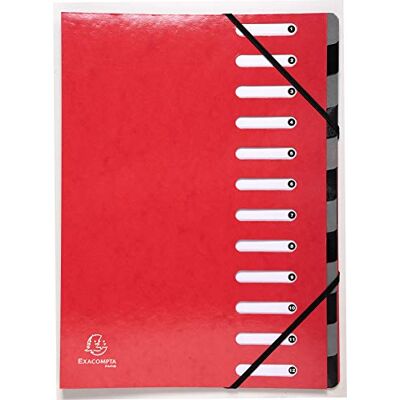 Exacompta Ref 53925E 1 HARMONIKA Iderama sorterare med resårband och utskurna fönster expanderbar rygg i glansigt laminerat kort 12 fack storlek 24,5 x 32 cm A4 färg röd Exacompta Ref 53925E 1 HARMONIKA Iderama sorterare med resårband och utskurna fönster expanderbar rygg i glansigt laminerat kort 12 fack storlek 24,5 x 32 cm A4 färg röd