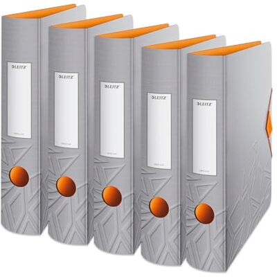 Leitz kvalitetspärm 180° Active, 5-pack, A4, smal, rundad rygg, 6,5 cm bred, gummibandslås, lätt polyfoam, plastmapp, Urban Chic serie, grå, 11170088 Leitz kvalitetspärm 180° Active, 5-pack, A4, smal, rundad rygg, 6,5 cm bred, gummibandslås, lätt polyfoam, plastmapp, Urban Chic serie, grå, 11170088