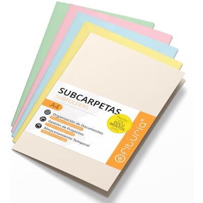 OFITURIA Undermappar i A4-kartong, 180 g pappersarkivmappar, dokumentsorterare, 50-pack färgade undermappar för arkivering och sortering – kontorsmapp (mjukt urlad) OFITURIA Undermappar i A4-kartong, 180 g pappersarkivmappar, dokumentsorterare, 50-pack färgade undermappar för arkivering och sortering – kontorsmapp (mjukt urlad)
