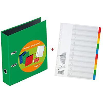 Pagna 44010-05 set mapp A4 75 mm grön med register A4 10 st. Pagna 44010-05 set mapp A4 75 mm grön med register A4 10 st.