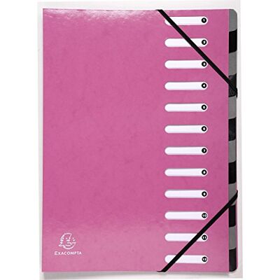 Exacompta Ref. 53928E 1 HARMONIKA Iderama sorterare med resår och utskurna fönster expanderbar rygg i glansigt laminerat kort 12 fack storlek 24,5x32 cm A4 rosa färg Exacompta Ref. 53928E 1 HARMONIKA Iderama sorterare med resår och utskurna fönster expanderbar rygg i glansigt laminerat kort 12 fack storlek 24,5x32 cm A4 rosa färg