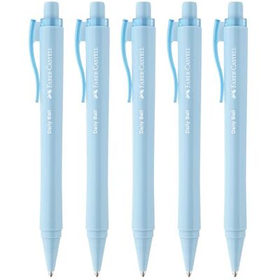 Faber-Castell 205201 – kulspetspenna Daily Ball sky blå, 5 stycken, med utbytbar XB påfyllning, dokumentsäker Faber-Castell 205201 – kulspetspenna Daily Ball sky blå, 5 stycken, med utbytbar XB påfyllning, dokumentsäker