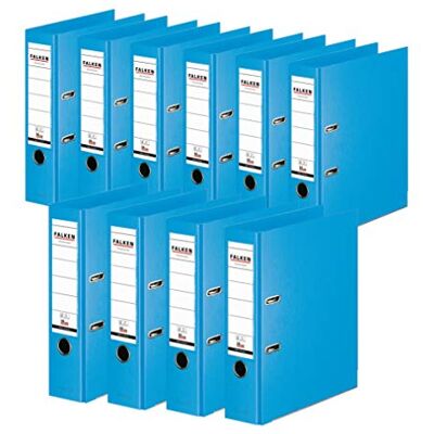 FALKEN Original 10-Pack Chromocolor Premium mappar. Made in Germany. Plastfolie utanför och innanför 8 cm bred DIN A4 pastellfärg ljusblå ringpärm mapp brevmapp kontorsmapp plastmapp slitsad mapp FALKEN Original 10-Pack Chromocolor Premium mappar. Made in Germany. Plastfolie utanför och innanför 8 cm bred DIN A4 pastellfärg ljusblå ringpärm mapp brevmapp kontorsmapp plastmapp slitsad mapp