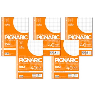 Pigna 5-pack med 40 ark A4-ark anteckningsbok, perforerade blädderblad, 4 hål, förstärkta ark med hål, 10, rutnät 1 cm Pigna 5-pack med 40 ark A4-ark anteckningsbok, perforerade blädderblad, 4 hål, förstärkta ark med hål, 10, rutnät 1 cm