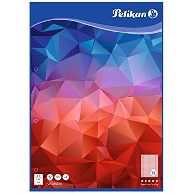Pelikan 100052 skolblock A4, 50 ark, linjering 28 (rutig), skolskrivpapper, 90 g/m², FSC Mix, vit, 10 stycken Pelikan 100052 skolblock A4, 50 ark, linjering 28 (rutig), skolskrivpapper, 90 g/m², FSC Mix, vit, 10 stycken