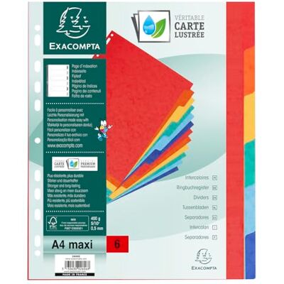 Exacompta Intercalaires nature future carte lustree 400g 6 positions a4 maxi Exacompta Intercalaires nature future carte lustree 400g 6 positions a4 maxi