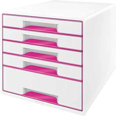 Leitz WOW Skrivbordsbyrå, 5 lådor, A4, inkl. markeringspenna och avdelare, rosa metallic, 52142023 Leitz WOW Skrivbordsbyrå, 5 lådor, A4, inkl. markeringspenna och avdelare, rosa metallic, 52142023