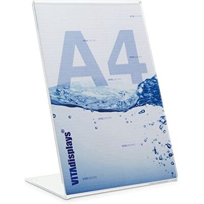 VITAdisplays DIN A4-reklamstativ som premium L-stativ, transparent, stabil bordsstativ som L-stativ tillverkat av 3,0 mm original PLEXIGLAS med halkfria noppor för att stå säkert VITAdisplays DIN A4-reklamstativ som premium L-stativ, transparent, stabil bordsstativ som L-stativ tillverkat av 3,0 mm original PLEXIGLAS med halkfria noppor för att stå säkert