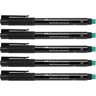 Faber-Castell 205020 – Märkpenna Multimark S 152399, permanent, svart, 5 stycken Faber-Castell 205020 – Märkpenna Multimark S 152399, permanent, svart, 5 stycken