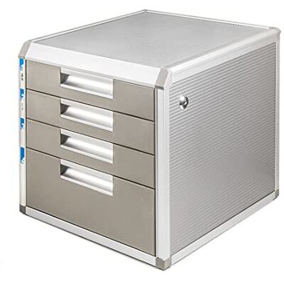 TUKA-i-AKUT Lådlåda i metall, låsbar 4 fack DIN A4, med märkfält, dokumentförvaring förvaringslåda, robust stabil förvaringslåda, dokumentlåda av aluminiumlegering, TKD8600 TUKA-i-AKUT Lådlåda i metall, låsbar 4 fack DIN A4, med märkfält, dokumentförvaring förvaringslåda, robust stabil förvaringslåda, dokumentlåda av aluminiumlegering, TKD8600