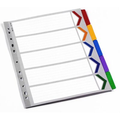 Rexel Mylar A4+ avdelare extra bred 5 delar – vit/flerfärgad Rexel Mylar A4+ avdelare extra bred 5 delar – vit/flerfärgad