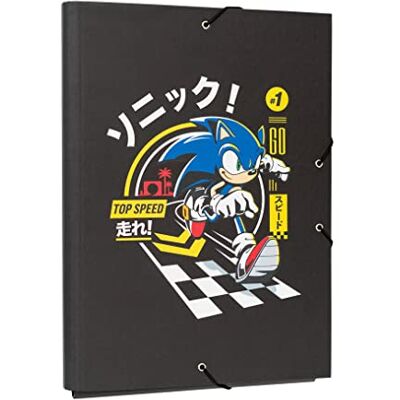 Grupo Erik : Sonic hård portfölj, 34 x 24,5 cm, 3 flikar, resår, kartong, officiellt licensierad Grupo Erik : Sonic hård portfölj, 34 x 24,5 cm, 3 flikar, resår, kartong, officiellt licensierad
