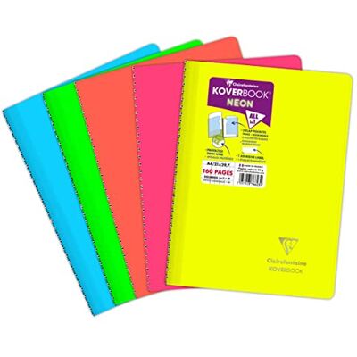 Clairefontaine 376623C Koverbook NEON reliure intégrale enveloppante PP opaque 21x29,7cm 160p 5x5 + marge couleur aléatoire Clairefontaine 376623C Koverbook NEON reliure intégrale enveloppante PP opaque 21x29,7cm 160p 5x5 + marge couleur aléatoire