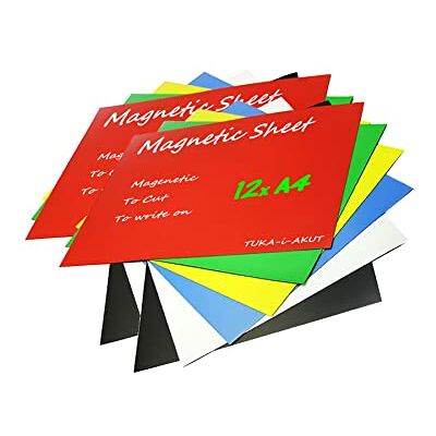 TUKA-i-AKUT 12 x A4 magnetfolie för märkning och skärning, flexibel magnettavla, magnetplattor, reklammagnet magnetisk etikett, affisch, set om 12 i 6 färger, TKD9040-färgglad-A4-12 x TUKA-i-AKUT 12 x A4 magnetfolie för märkning och skärning, flexibel magnettavla, magnetplattor, reklammagnet magnetisk etikett, affisch, set om 12 i 6 färger, TKD9040-färgglad-A4-12 x