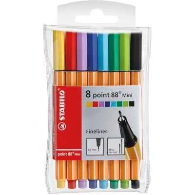 STABILO Fineliner point 88 Mini Förpackning med 8 Blandade färger STABILO Fineliner point 88 Mini Förpackning med 8 Blandade färger