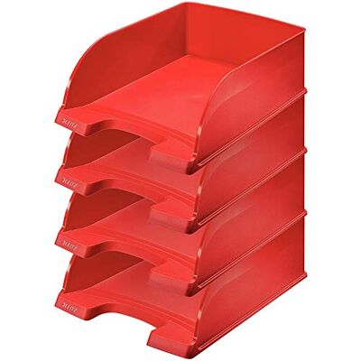 Leitz Plus brevkorg, jumbo, 4 stycken, röd, 52330025 Leitz Plus brevkorg, jumbo, 4 stycken, röd, 52330025