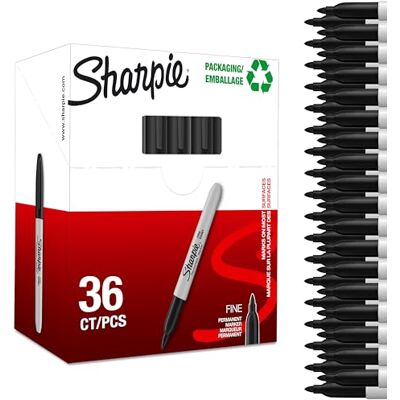 Sharpie permanenta märkpennor Fin spets Svart 36 stycken Sharpie permanenta märkpennor Fin spets Svart 36 stycken