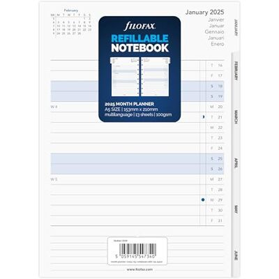 Filofax A5 Notebook månadsplanerare 2025 Filofax A5 Notebook månadsplanerare 2025