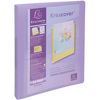 Exacompta Ref. 54779E 1 halvstyv pärm i polypropen Kreacover pastell 2 runda ringar diam 30 mm mått 320 x 268 mm för maxi A4-format slumpmässig färg Exacompta Ref. 54779E 1 halvstyv pärm i polypropen Kreacover pastell 2 runda ringar diam 30 mm mått 320 x 268 mm för maxi A4-format slumpmässig färg