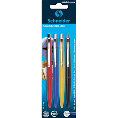 Schneider Pennfodral kulspetspenna kontor, tryckmekanik, M, blå, sorterade med 4 blisterförpackningar Schneider Pennfodral kulspetspenna kontor, tryckmekanik, M, blå, sorterade med 4 blisterförpackningar