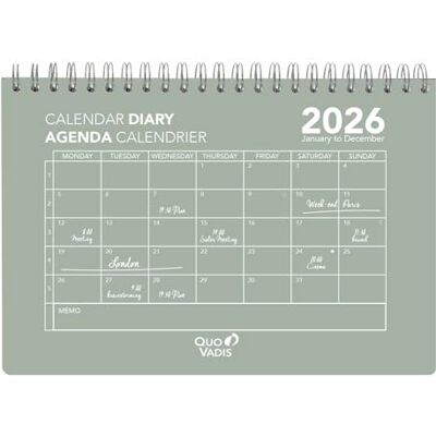 QUO VADIS Agenda Spirale 2026 Calendar Diary 24 Månadsvis Flerspråkig Oslo-kalender Grön 12 månader januari-december 16 x 24 cm QUO VADIS Agenda Spirale 2026 Calendar Diary 24 Månadsvis Flerspråkig Oslo-kalender Grön 12 månader januari-december 16 x 24 cm