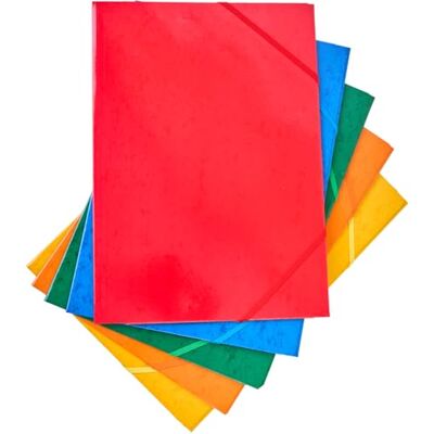 DOHE Kartongmappar (5 st.) Stängning med Elastiska Gummiband och Klaffar, 5 Färger, Folioformat 24,5x34 cm, Tjocklek 600 g/m², Kontorsmaterial DOHE Kartongmappar (5 st.) Stängning med Elastiska Gummiband och Klaffar, 5 Färger, Folioformat 24,5x34 cm, Tjocklek 600 g/m², Kontorsmaterial