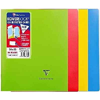 Clairefontaine 981412AMZC – förpackning med 4 häfte omslag DIN A4+, 24 x 32 cm, 48 ark, fransk linjatur, 90 g, omslag 100% återvunnen färg, 1 förpackning Clairefontaine 981412AMZC – förpackning med 4 häfte omslag DIN A4+, 24 x 32 cm, 48 ark, fransk linjatur, 90 g, omslag 100% återvunnen färg, 1 förpackning