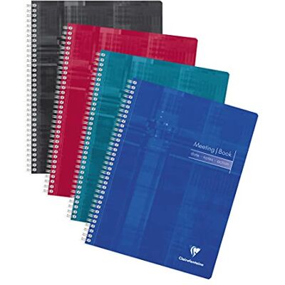 Clairefontaine 82140C mötesbok, spiral mikrperforerad, 22,5 x 29,7 cm, 80 blad, sorterad i färg Clairefontaine 82140C mötesbok, spiral mikrperforerad, 22,5 x 29,7 cm, 80 blad, sorterad i färg
