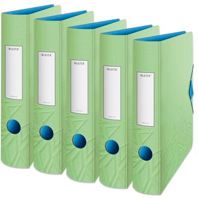 Leitz kvalitetspärm 180° Active, 5-pack, A4, smal, rundad rygg, 6,5 cm bred, gummibandslås, lätt polyfoam, plastmapp, Urban Chic serie, ljusgrön, 1170050 Leitz kvalitetspärm 180° Active, 5-pack, A4, smal, rundad rygg, 6,5 cm bred, gummibandslås, lätt polyfoam, plastmapp, Urban Chic serie, ljusgrön, 1170050