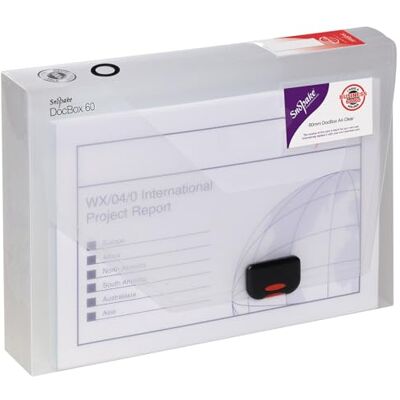 Snopake A4 DocBox klar 60 mm lådfil med trycklås (paket med 1) ref 12871 Snopake A4 DocBox klar 60 mm lådfil med trycklås (paket med 1) ref 12871