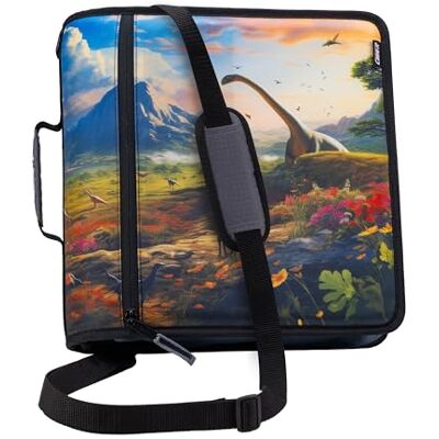 Case it Case-it Mighty skolväska med dragkedja, 7,5 cm ringar, 600 ark kapacitet, fack med 5 fack, flera fickor, förvaringsarrangör, axelrem, D-146 dinosaurieberg Case it Case-it Mighty skolväska med dragkedja, 7,5 cm ringar, 600 ark kapacitet, fack med 5 fack, flera fickor, förvaringsarrangör, axelrem, D-146 dinosaurieberg