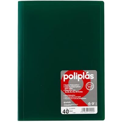 Grafoplás Grafoplas 1440020 – karta med 40 skal, Foolscap, band PP, grön Grafoplás Grafoplas 1440020 – karta med 40 skal, Foolscap, band PP, grön