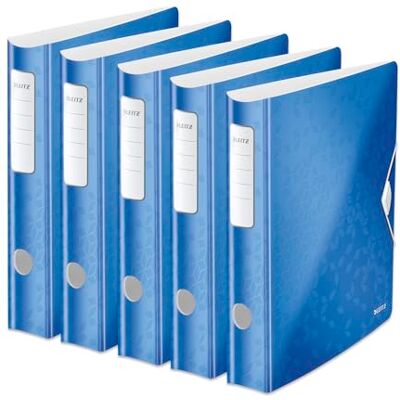 Leitz kvalitetsmapp 180° Active WOW, 5-pack, A4, smal, rundad rygg, 6,5 cm bred, gummibandslås, lätt polyfoam, plastmapp, WOW-serien, blå, 11070036 Leitz kvalitetsmapp 180° Active WOW, 5-pack, A4, smal, rundad rygg, 6,5 cm bred, gummibandslås, lätt polyfoam, plastmapp, WOW-serien, blå, 11070036