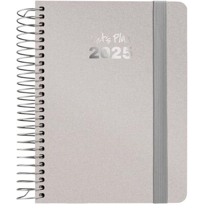 Grafoplás Grafoplas Veckokalender Vista 2025 a6 Silver Spanska Spiral Hårt fodrat metalltyg Elastisk stängning Januari till december Inklusive klistermärken Metallic-modell FSC Grafoplás Grafoplas Veckokalender Vista 2025 a6 Silver Spanska Spiral Hårt fodrat metalltyg Elastisk stängning Januari till december Inklusive klistermärken Metallic-modell FSC