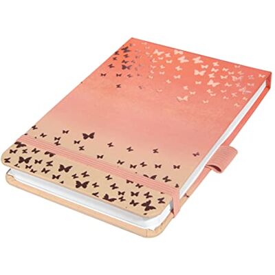 Sigel JN346 Notizblock Jolie, A6+, dotted, apricot: Notebook Jolie, Beauty, Butterfly Confetti Peach, Hardcover Sigel JN346 Notizblock Jolie, A6+, dotted, apricot: Notebook Jolie, Beauty, Butterfly Confetti Peach, Hardcover
