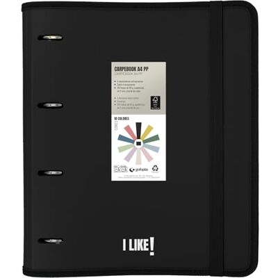 Grafoplás Grafoplas A4-ringpärm med 4 ringar med reservdel, svart, Carpebook Like, inklusive 90 g kvadratiska ark 5 x 5 färgkanter, avdelare, kuvert med dragkedja, klistermärken och planerblad, polypropylen Grafoplás Grafoplas A4-ringpärm med 4 ringar med reservdel, svart, Carpebook Like, inklusive 90 g kvadratiska ark 5 x 5 färgkanter, avdelare, kuvert med dragkedja, klistermärken och planerblad, polypropylen