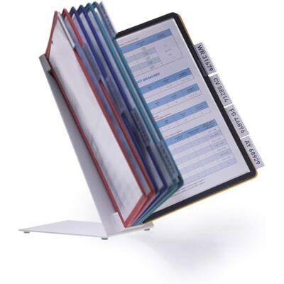 Durable 557000 blädderpanelställ VarioTable 10 med 10 A4-fickor i olika färger Durable 557000 blädderpanelställ VarioTable 10 med 10 A4-fickor i olika färger