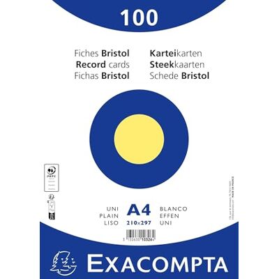 Exacompta Ref. 10326E kartong med 10 förpackningar med 100 vanliga bristolpluggar under film - format 210 x 297 mm gul Exacompta Ref. 10326E kartong med 10 förpackningar med 100 vanliga bristolpluggar under film - format 210 x 297 mm gul