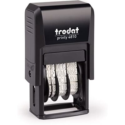 Trodat Printy 4810 Datumstämpel med Siffror och Bokstäver, Svart, 20 x 4 mm Trodat Printy 4810 Datumstämpel med Siffror och Bokstäver, Svart, 20 x 4 mm