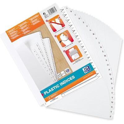 Oxford 5 uppsättningar med 26 alfabetiska mellanlägg A4XL PVC 19/100:e vita Oxford 5 uppsättningar med 26 alfabetiska mellanlägg A4XL PVC 19/100:e vita